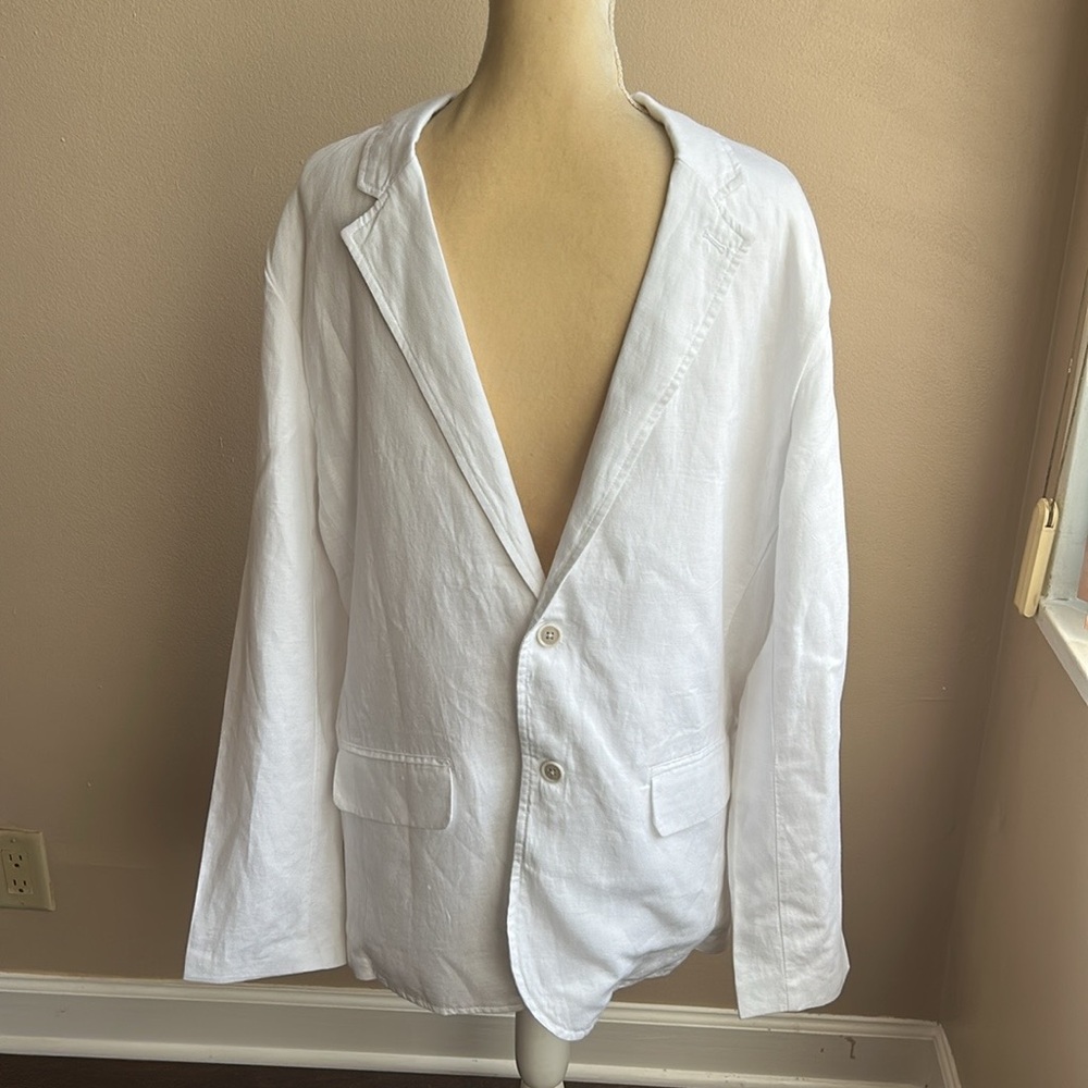 Daniel Hechter Mens Blazer White New Sz L Linen Blend 2 Button